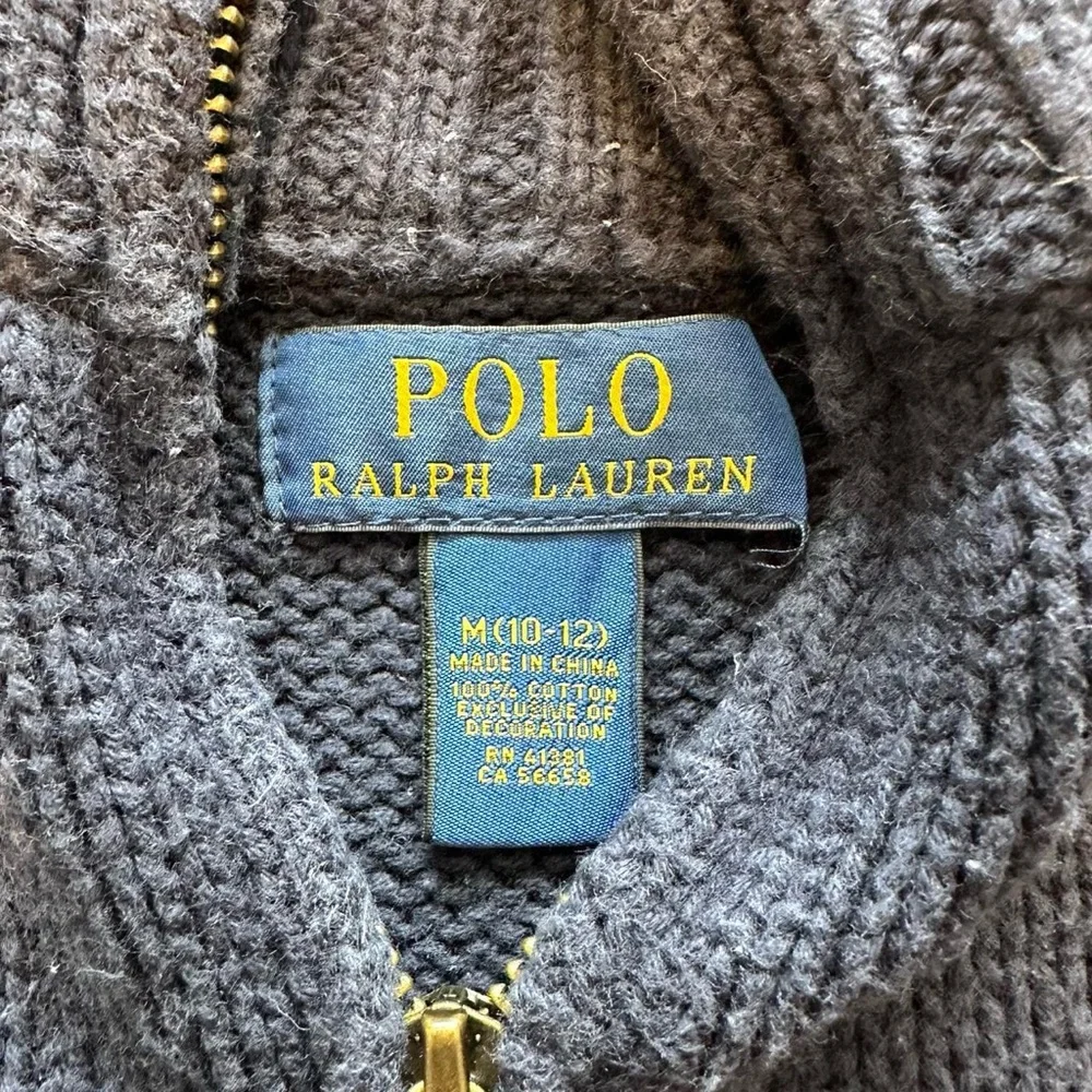 Polo Ralph‎ Lauren Kids’ Navy Blue American Flag 1/4 Sweater Size Medium